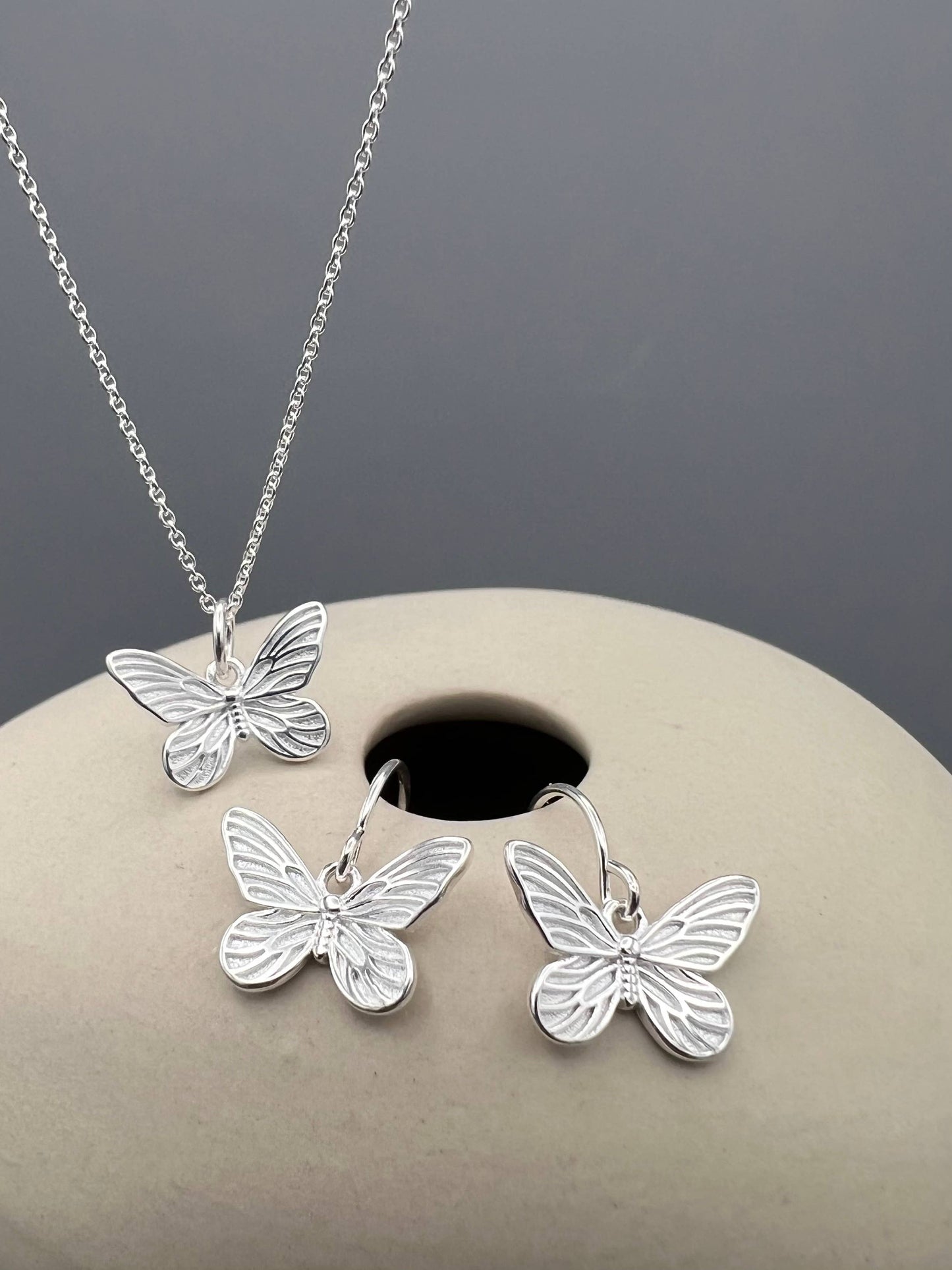 Silver Butterfly Dangle Earrings