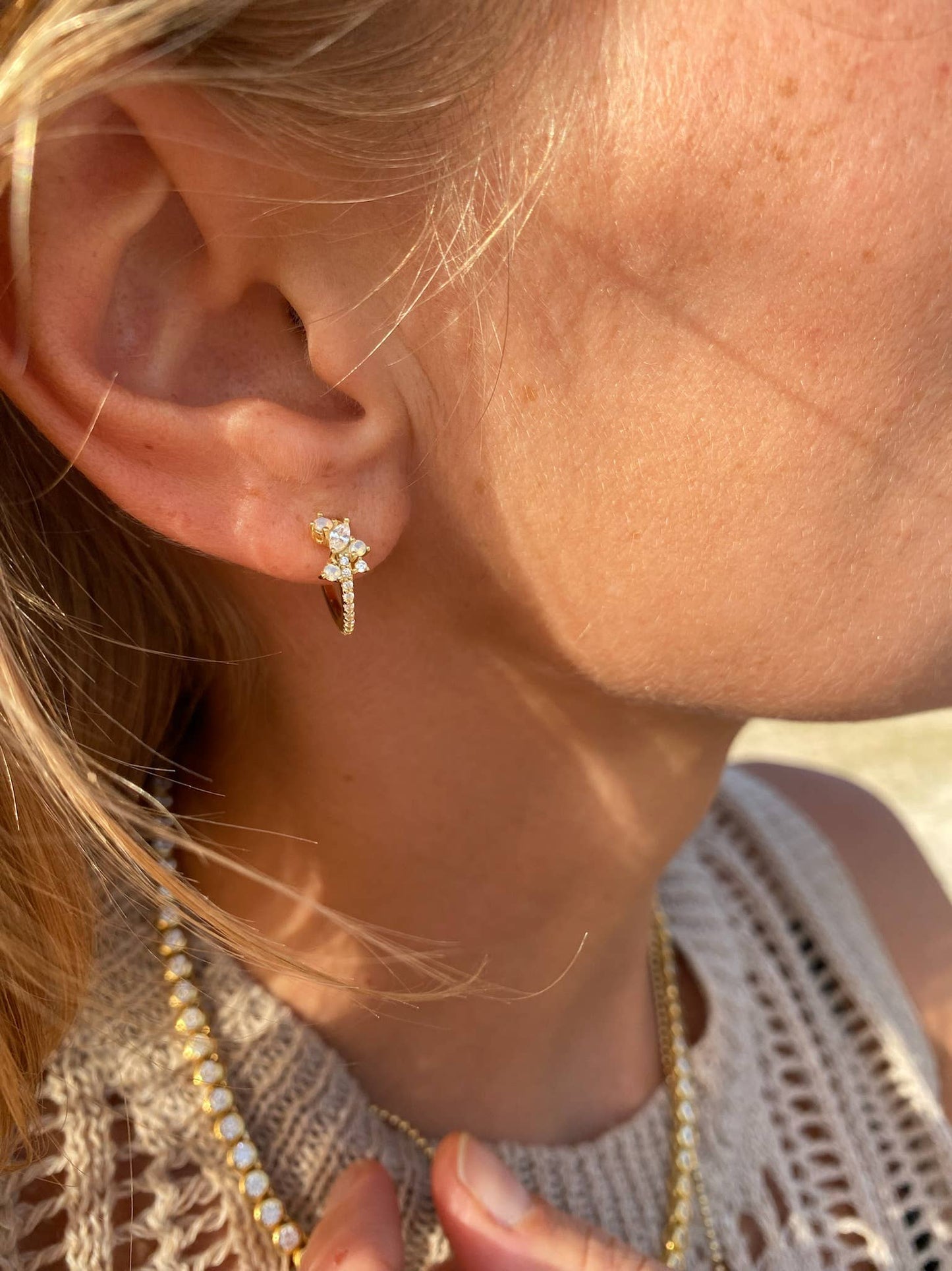 Tropicale Huggie Earrings- White opal