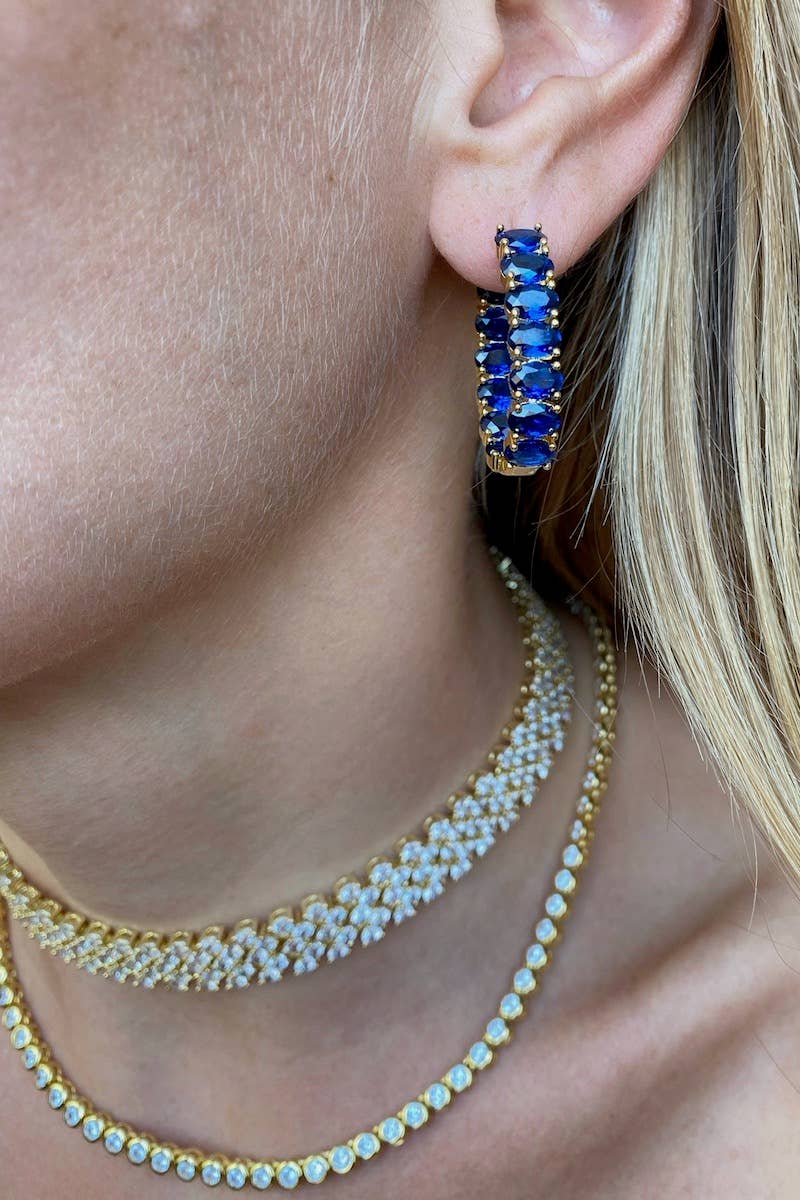 Ellipse Hoops- Blue Sapphire