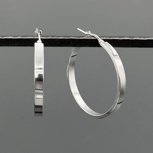 Silver Flat 32mm French Lock Hoops