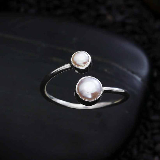 Sterling Silver Adjustable Pearl Ring