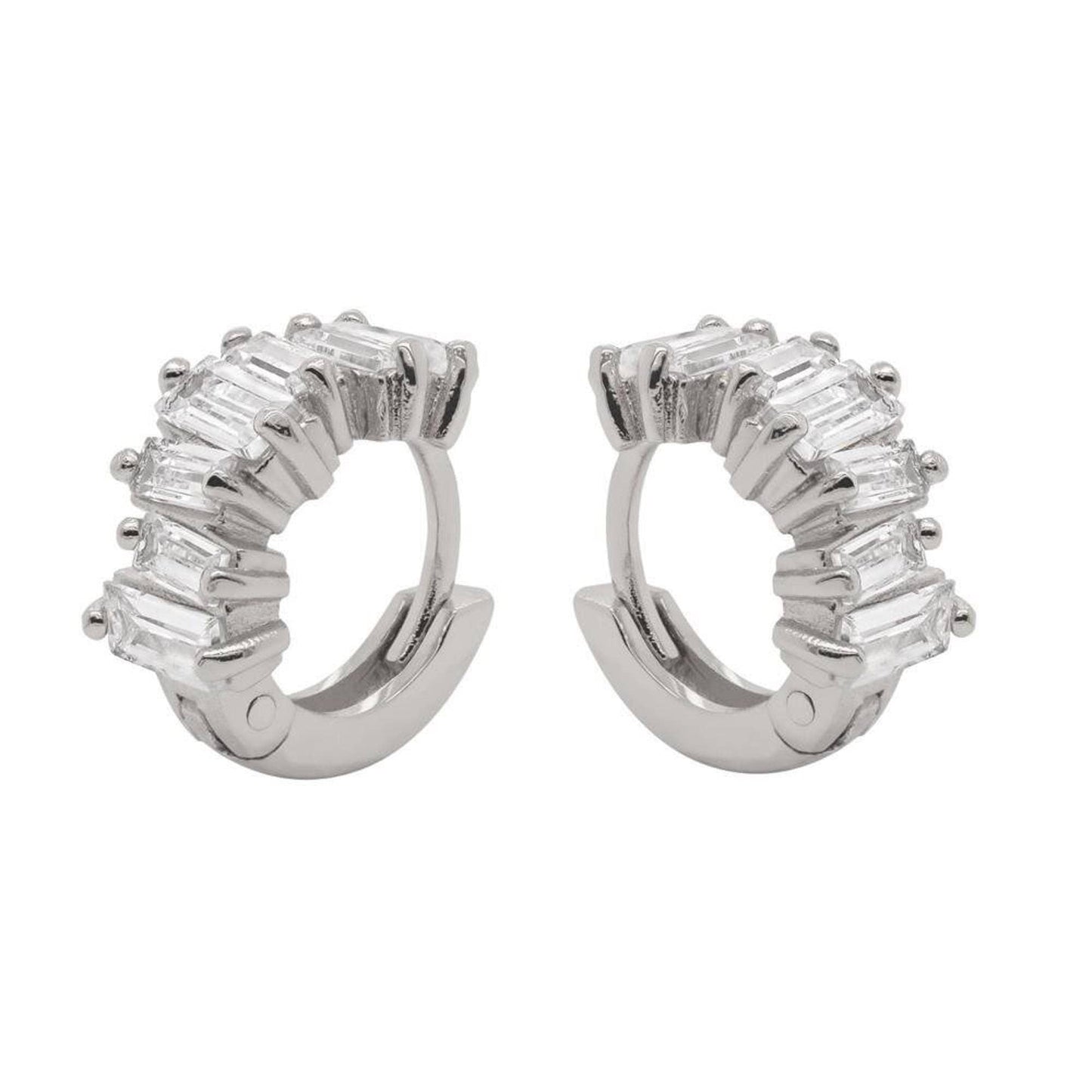 Embellished CZ Baguette Huggie Hoops