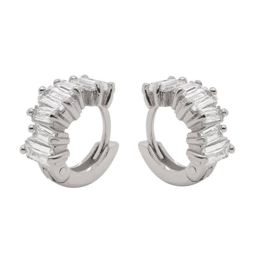 Embellished CZ Baguette Huggie Hoops