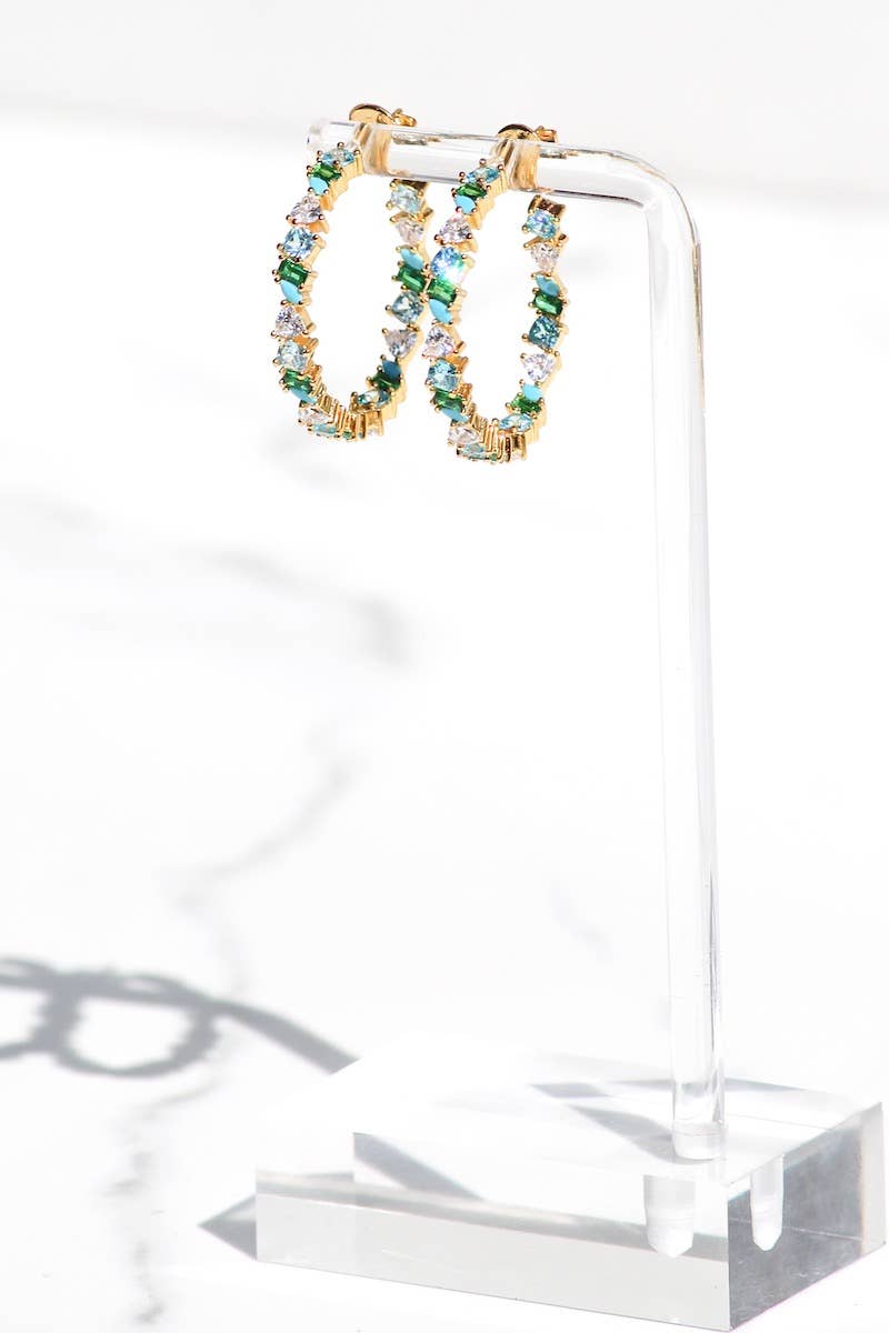 Vienna Mini Hoops- Green Opal + 14K Gold Vermeil