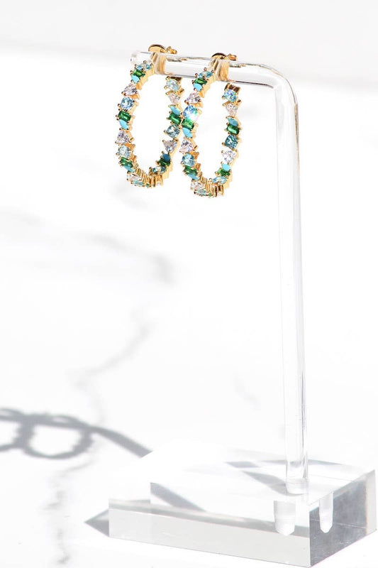 Vienna Mini Hoops- Green Opal + 14K Gold Vermeil
