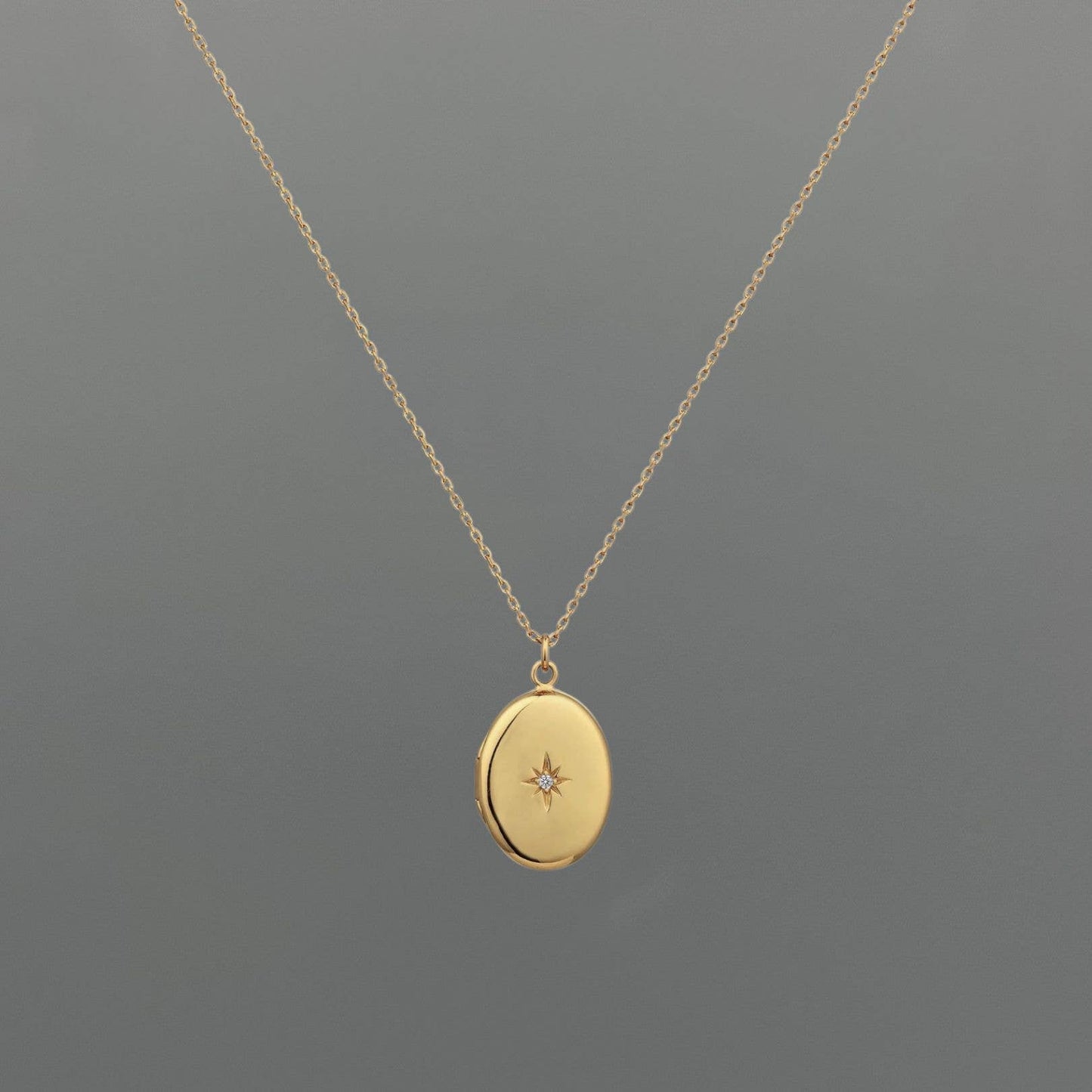 Starburst Oval Locket Necklace