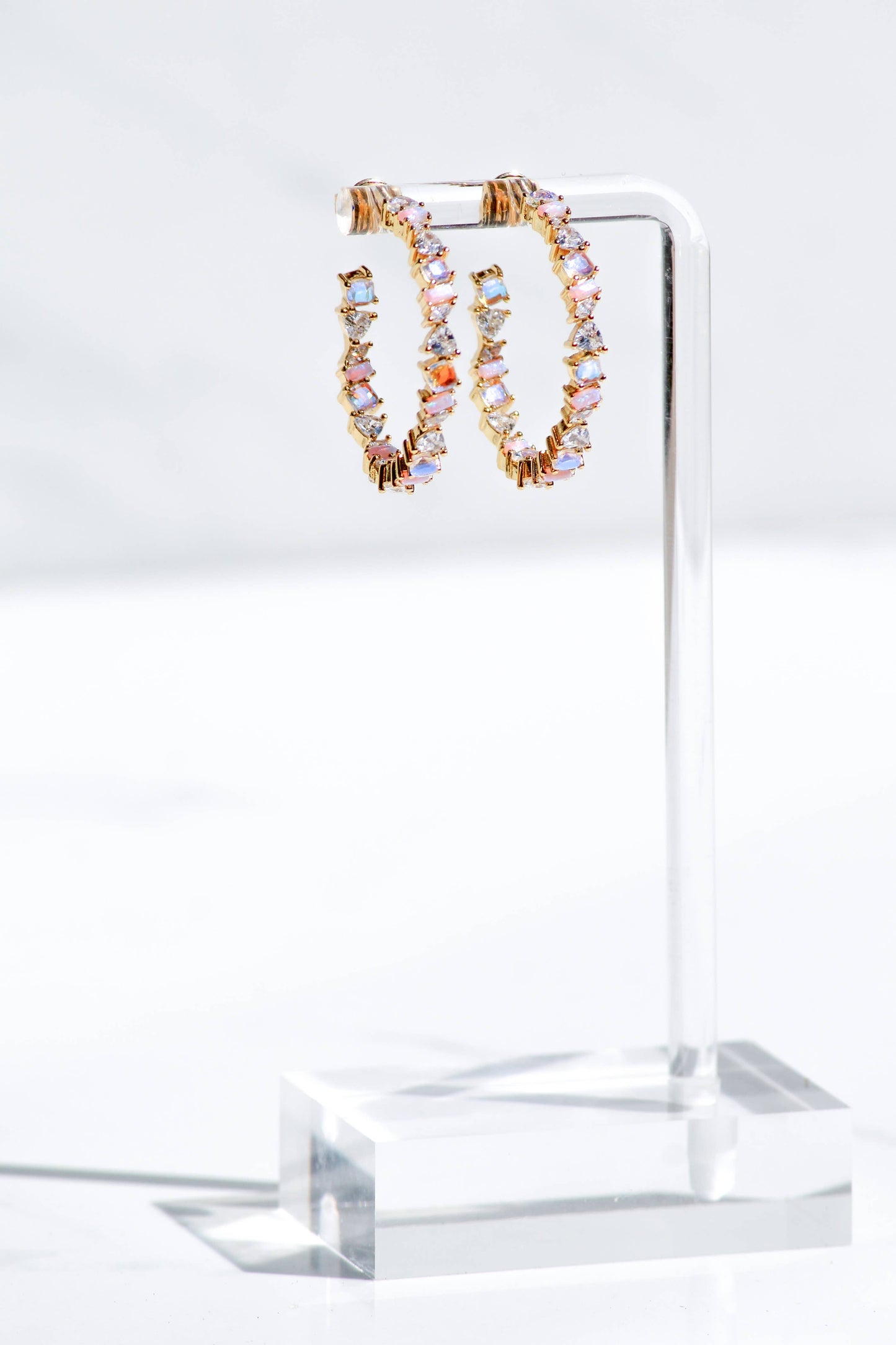 Vienna Mini Hoops- Pink Opal + 14K Gold Vermeil