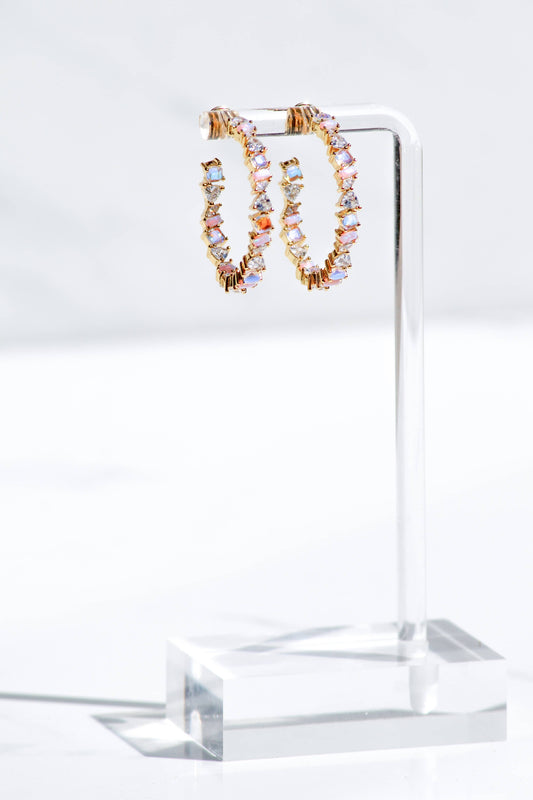 Vienna Mini Hoops- Pink Opal + 14K Gold Vermeil