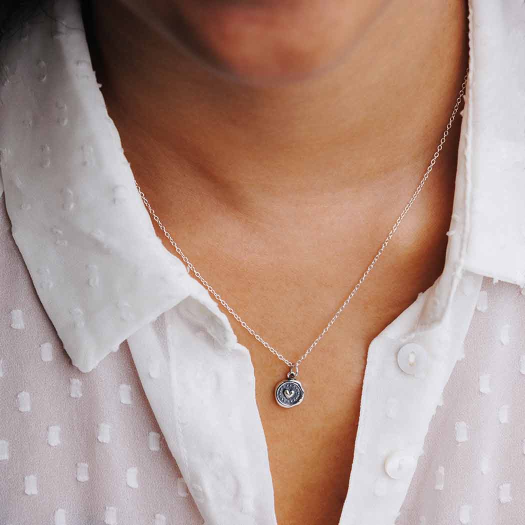 Sterling Silver Wax Seal Heart Necklace