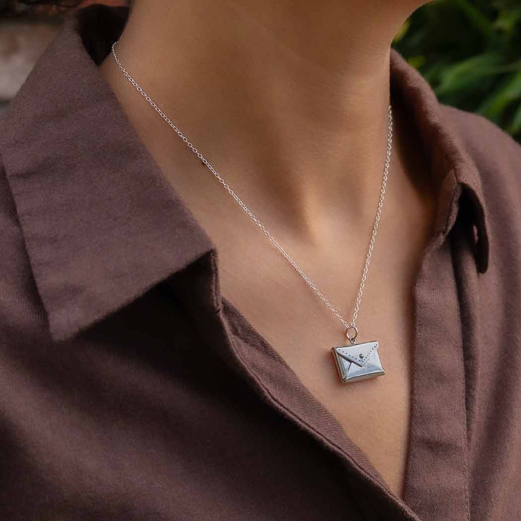 Sterling Silver Envelope Locket Necklace