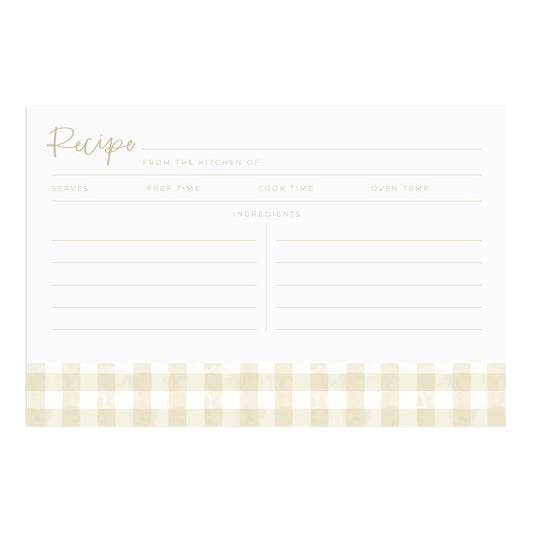 Beige Gingham Recipe Cards