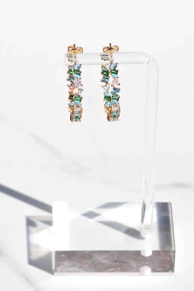 Vienna Mini Hoops- Green Opal + 14K Gold Vermeil