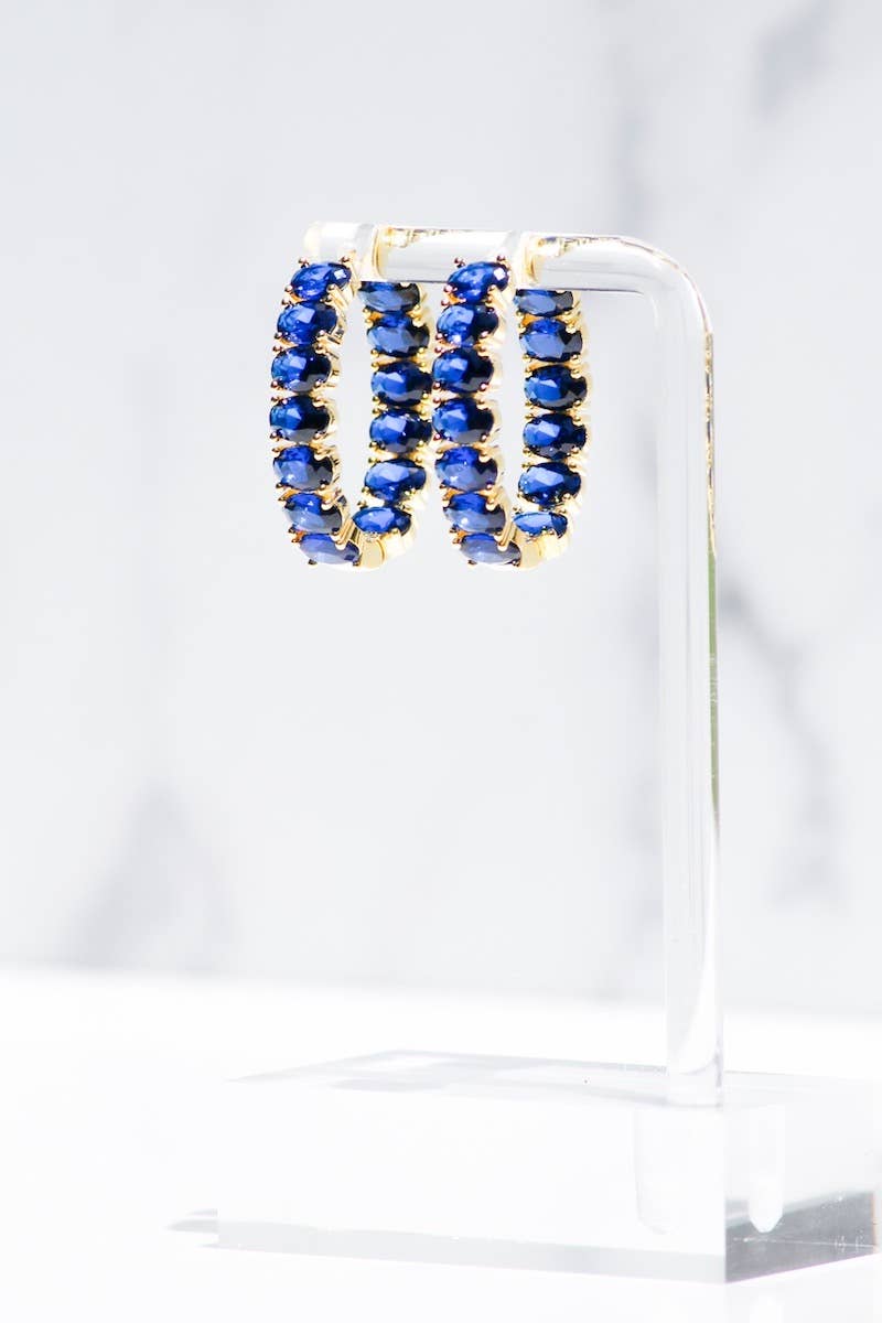 Ellipse Hoops- Blue Sapphire