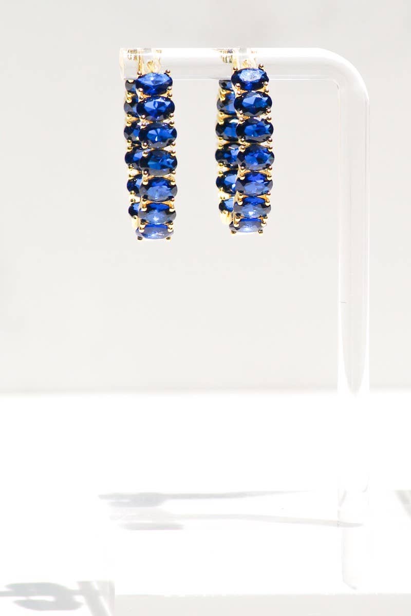 Ellipse Hoops- Blue Sapphire