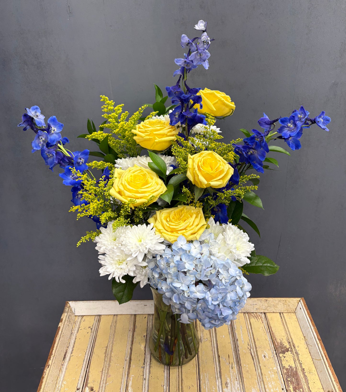 Sunshine and Blues Bouquet